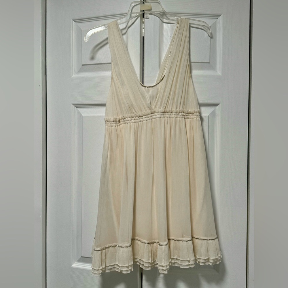 Alice + Olivia silk and crepe mini dress.